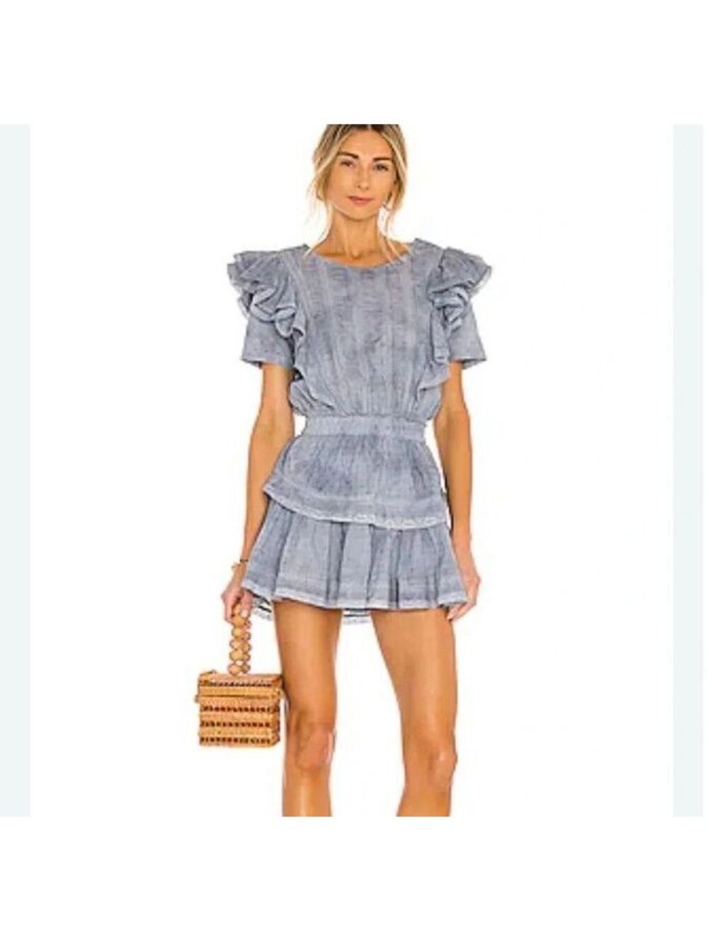 LoveShackFancy Natasha Mini Dress Grey SZ XS